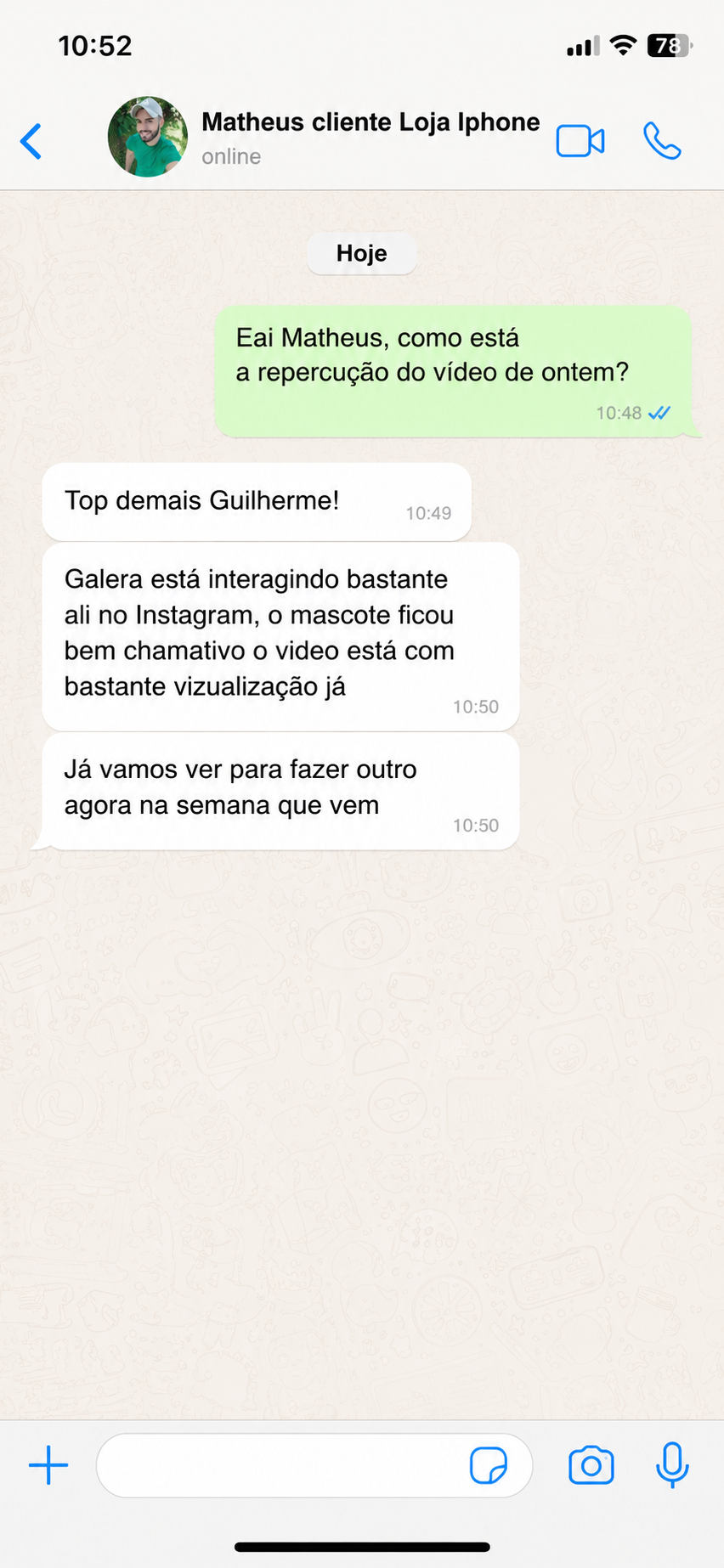 Feedback de Matheus - Loja de iPhone