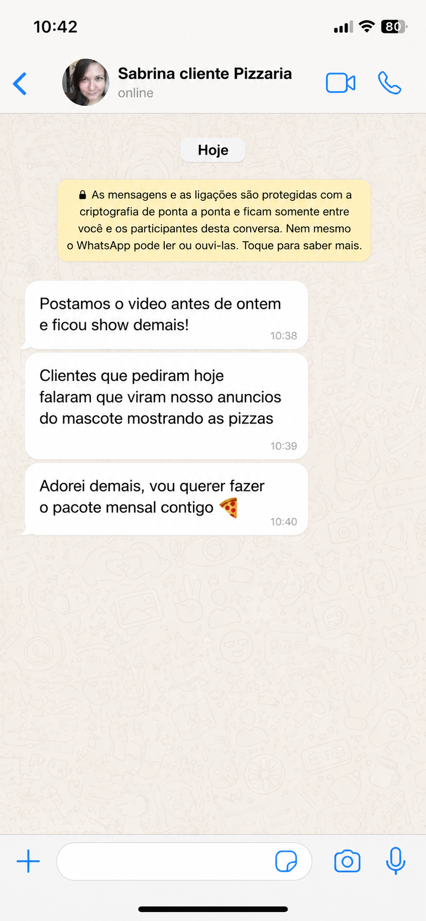 Feedback de Sabrina - Pizzaria