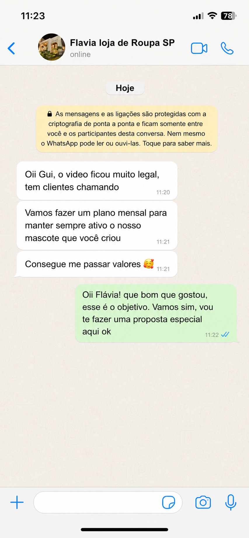 Feedback de Flávia - Loja de Roupa - SP
