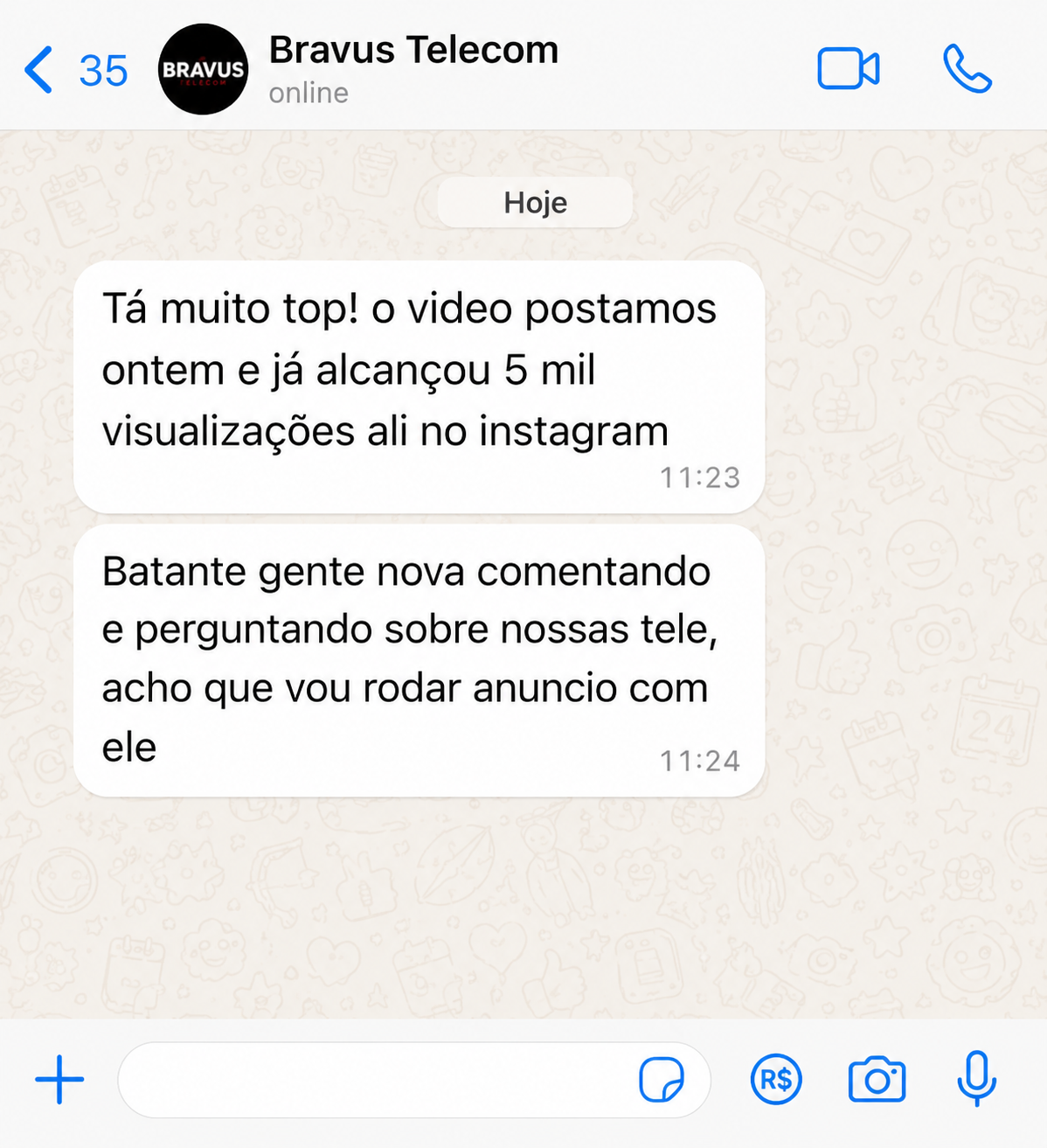 Cliente Bravus Telecom: 5 mil visualizações no Instagram